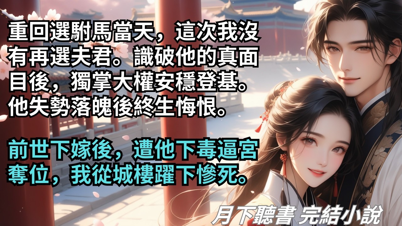 【完結小說】重回選駙馬當天這次我沒有再選夫君。識破他的真面目後獨掌大權登基。他失勢落魄後終生悔恨。前世下嫁卻遭他下毒奪位，後來我從城樓躍下。#一口氣看完 #完整版 #古言小說 #小說 #爽文 #完結