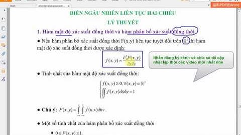 Lý thuyết biến ngẫu nhiên liên tục hai chiều | Hàm mật độ - Hàm phân bố - Các tham số đặc trưng