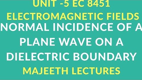 EC 8451 ELECTROMAGNETIC FIELDS-NORMAL INCIDENCE OF PLANE WAVE ON A DIELECTRIC BOUNDARY