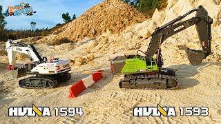 HUINA 1594 VS 1593 | Tug Of War | Test & Comparison | RC Construction Excavators | @CarsTrucks4Fun