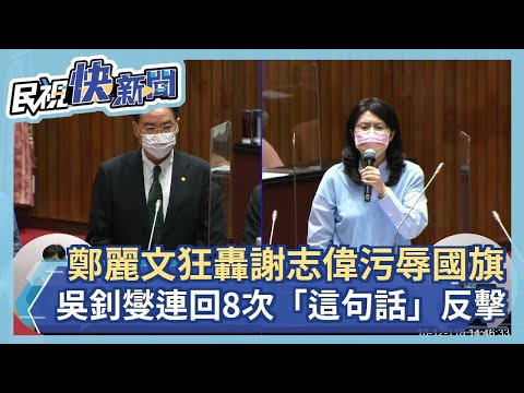 快新聞／鄭麗文高分貝狂轟謝志偉「污辱國旗」 吳釗燮連回8次「這句話」反擊－民視新聞