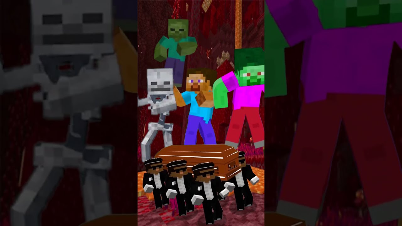 TEAM MONSTER SCHOOL MINECRAFT and friends in Coffin Dance Running ZOMBIE shorts
