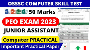 Computer Skill Test for PEO Exam 2023 Odisha || Osssc computer practical exam