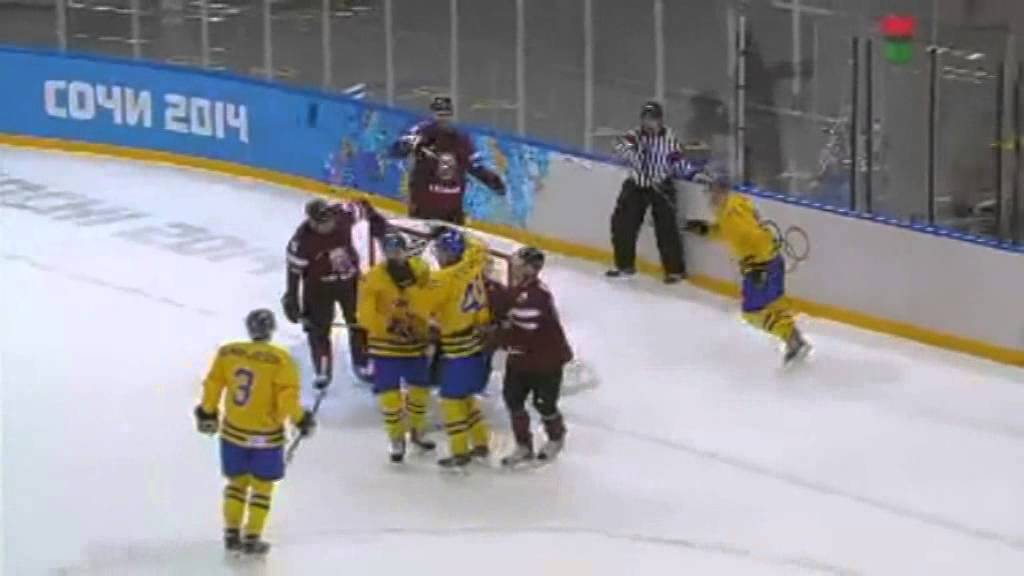 Jimmie Ericsson Goal -  Sweden v Latvia - 2014 Hockey Olympics