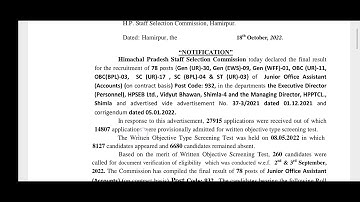 JOA final Merit list post code 932 (accounts) By HPSSC Hamirpur Board (H.P) @LifeLong_LEARNER