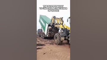 The fastest way to unload a container full of wood. #trucker #trucking #heavyhauling