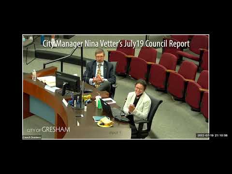 City Manager's Report to Council, July 19, 2022