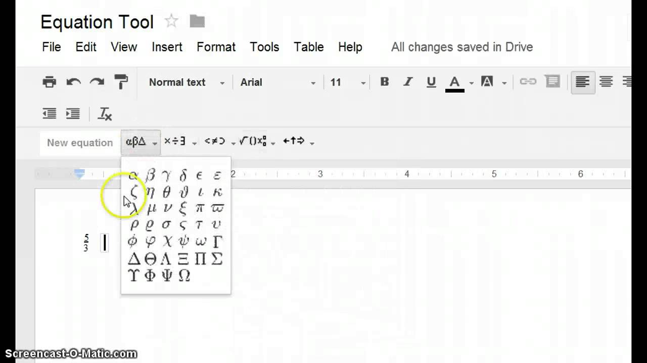 Google Docs Equation Tool / Editor