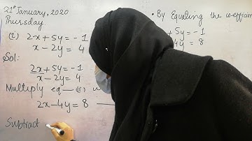 Solution of Simultaneous Linear Equations by Equating the Coefficients, Part (1), Ex# 6.9,PTB Math 8