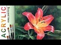 "Realistic Lilly" How to paint flower 🎨ACRYLIC tutorial DEMO