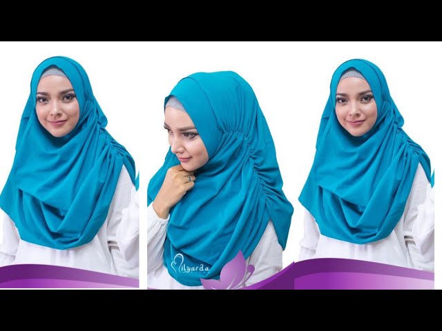 DIY!!!How to sew double loop hijab with side pleat|Hijab tutorial|Modest Baliqees class=