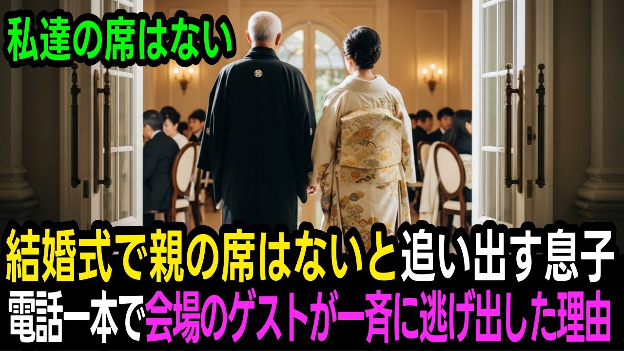 息子の結婚式で「親の席はない」と追い出された→5分後ー本の電話を入れた結果…会場のゲストが全員逃げ出し息子夫婦が土下座ｗ | 感動する話 | スカッとする話
