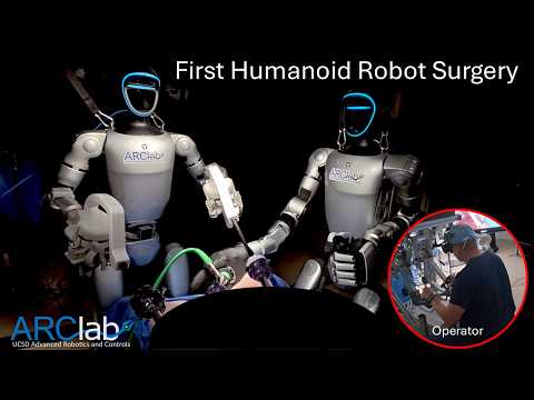 humanoid robots used to perform a world's first teleoperated robotic surgery