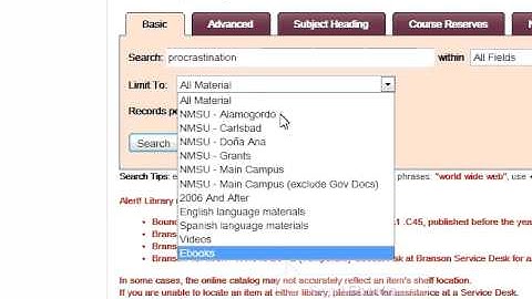 NMSU Library: Finding ebooks in the Catalog