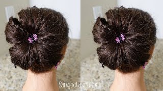 Simple Bun Hairstyle • Easy Bun • Sangeeta's World - Hairstyles