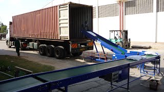 Loading unloading 50kg PP bags directly from warehouse to containers, trailers, vans, trucks