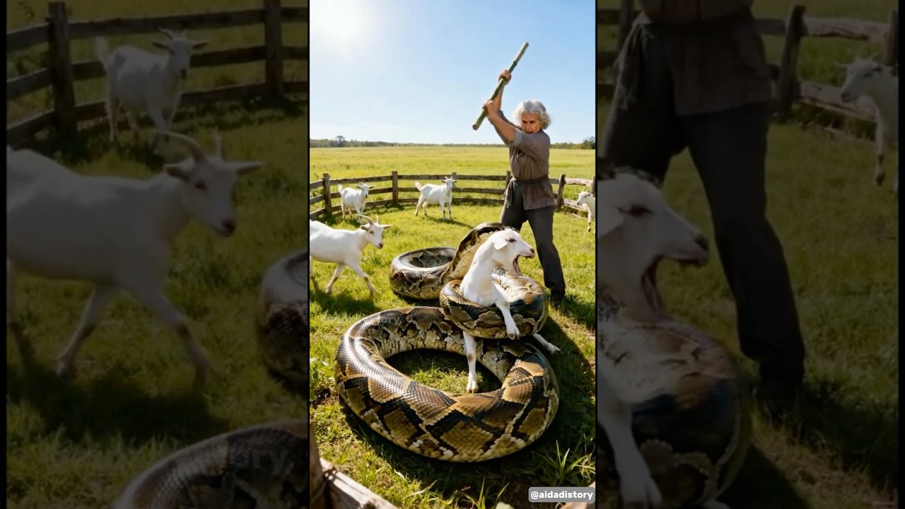 Elderly Woman Saves Goat from Giant Python Attack  Grandma vs Snake Rescue