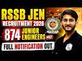 RSSB JEN Recruitment 2026 🔥 874 Junior Engineer Posts | Full Notification Out | Eligibility
