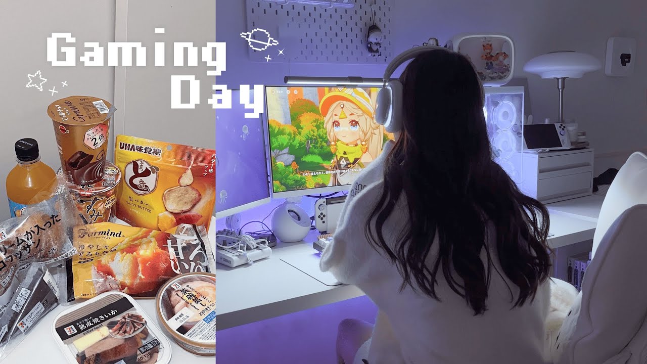 Gamingvlog | コンビニで夜食調達してゲームする休日🏪🎮コンビニ購入品🍙原神ナタ編に突入🔥ﾌﾘｰﾗﾝｽの休日🎀