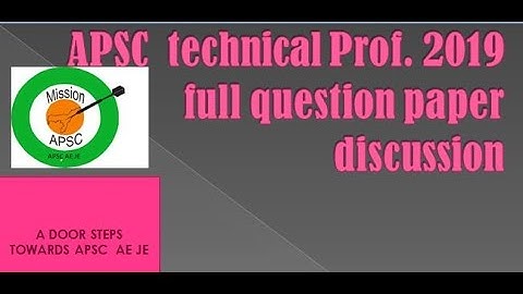 APSC TECHNICAL PROF 2019 PAPER