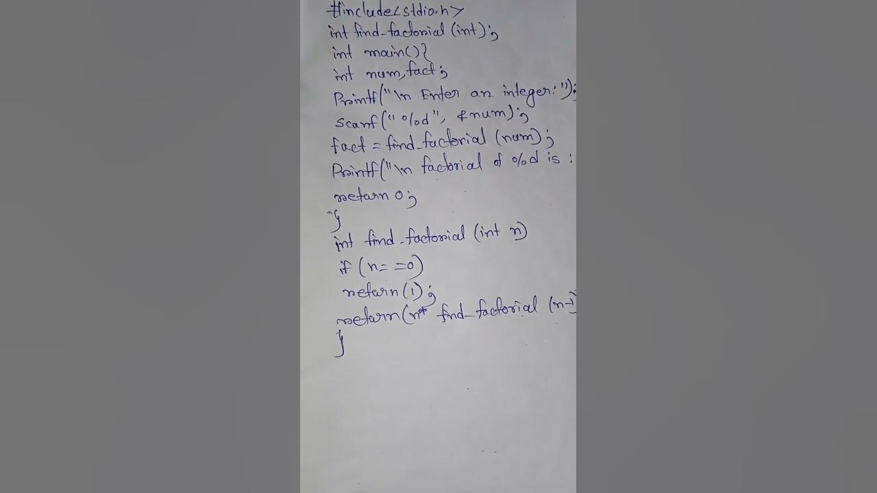 c programming find factorial using recursion - YouTube