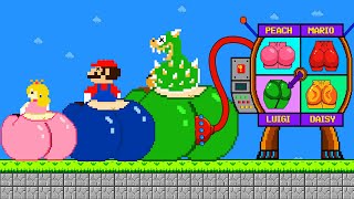 Super Mario, Peach And Bowser Choosing The Ideal From The Vending Machine Game Animation