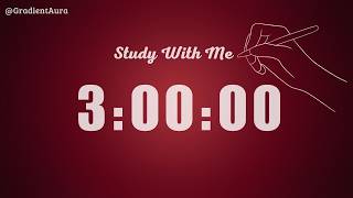 3 Hour Silent Study Timer | Deep Focus | Wine Red (Burgundy) Aesthetic | No Breaks | No Music