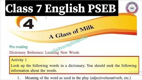 Class 7 English PSEB Chapter 4 A Glass of Milk | Full Punjabi Translation