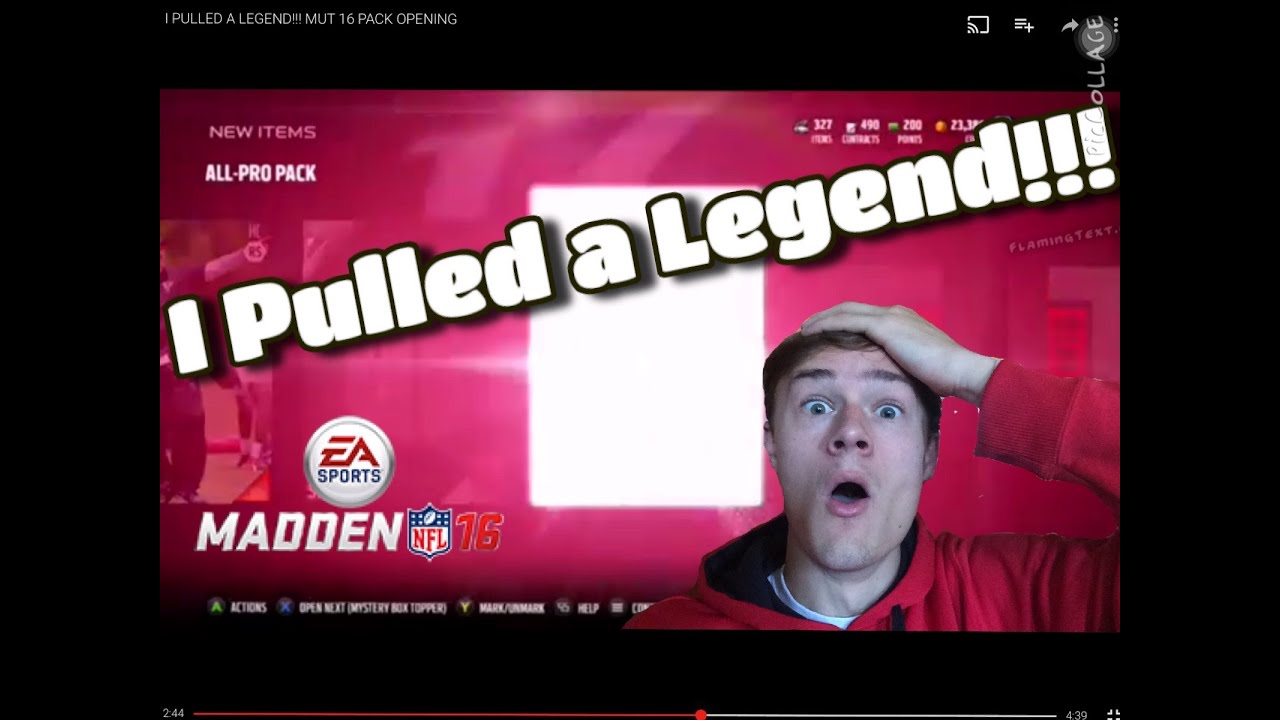 I PULLED A LEGEND!!! MUT 16 PACK OPENING - YouTube