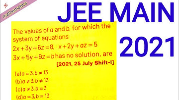 #jee #jeemain2021 JEE main 2021 | maths |determinants | linear system of equations | no solution
