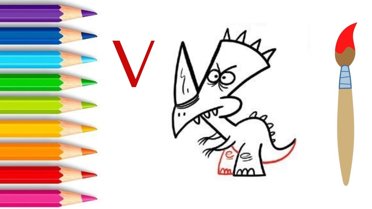 How to draw the letter V into a picture very easy #drawingforkids # ...