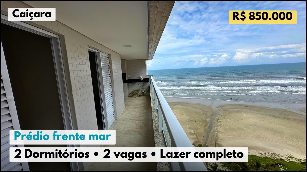 Apartamento com 2 dormitórios, 2 vagas em prédio frente mar em Praia Grande -SP