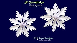 3D Snowflake - Paper snowflake - How to Make 3D Paper Snowflakes for Christmas decorations Part - 3