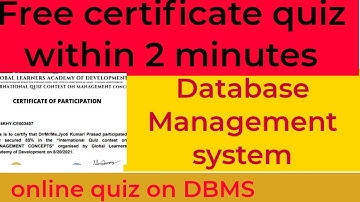 National level quiz competition on DBMS | RDMS quiz competition| free certificate of appreciation