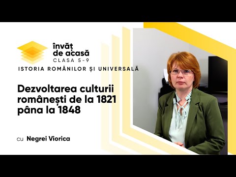 Istoria românilor și universală; cl. a V-a, Dezvoltarea culturii românești de la 1821 până la 1848