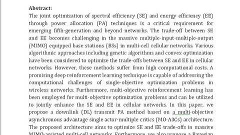 Multi Objective Reinforcement Learning for Power Allocation in Massive MIMO Networks  A Solution to
