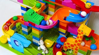 Marble Run ASMR ☆ Block coaster 2 sets Slowly assemble \& roll balls