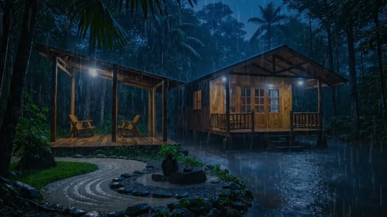 Fall Asleep Fast to Heavy Rain in This Serene Zen Cabin at Night