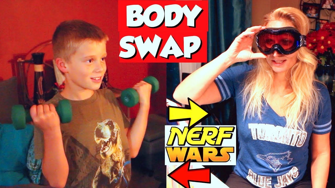 Body Swap (m2f) Nerf War: Parents Vs Kids - Ep 7 DIRECTOR'S CUT Fun W/ Pie In The Face & Workout!
