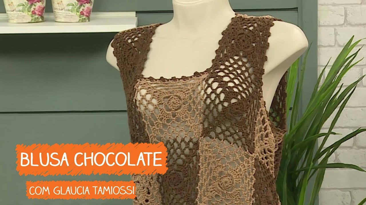 Blusa Chocolate em Croch u00ea com Glaucia Tamiossi Vitrine Loja Artesanato Rio De Janeiro ~ Blusa Chocolate em Croch u00ea com Glaucia Tamiossi Vitrine