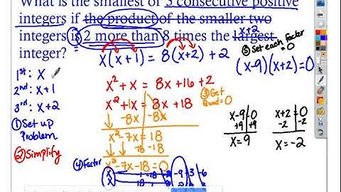 Quadratic Word Problems Consecutive Integers