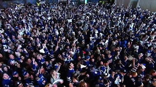 Watch as fans gathered in maple leaf square react to tyler bozak’s
goal get the leafs a win over capitals game 3.