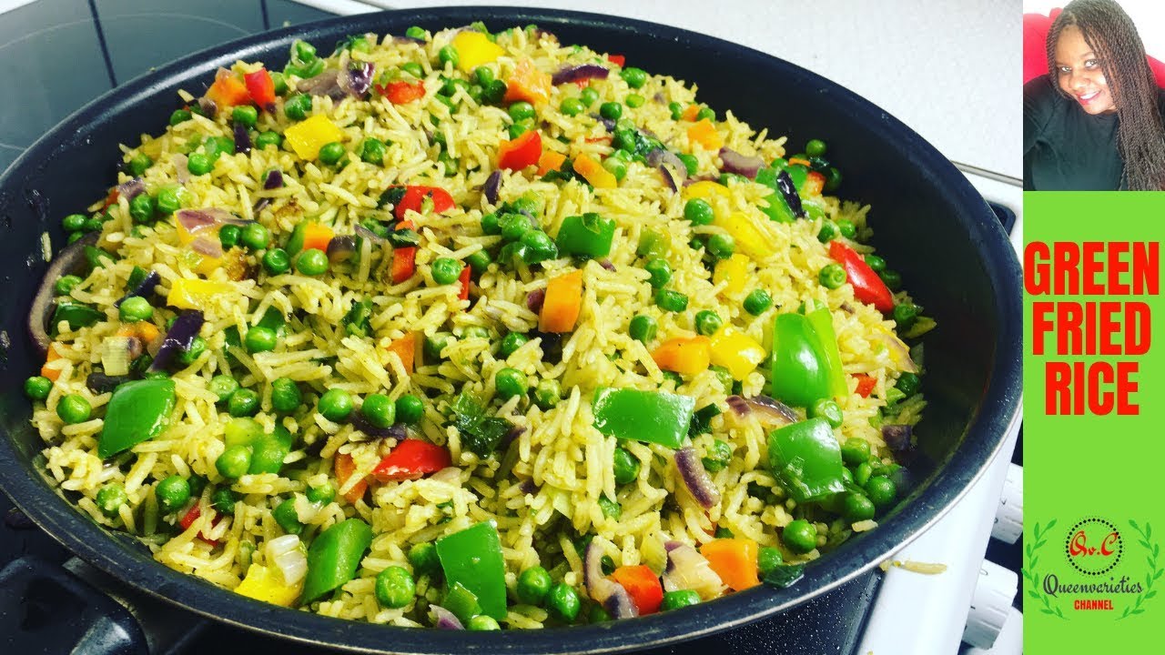 ✅ HOW TO COOK FRIED RICE NIGERIAN STYLE / GREEN FRIED RICE RECIPE