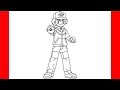 How To Draw Ash Ketchum From Pokemon - Step By Step Drawing