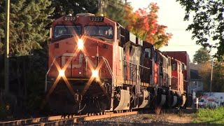 Five Engines Lead Another Late and Very Long Stack Train CN 121 into Moncton, NB