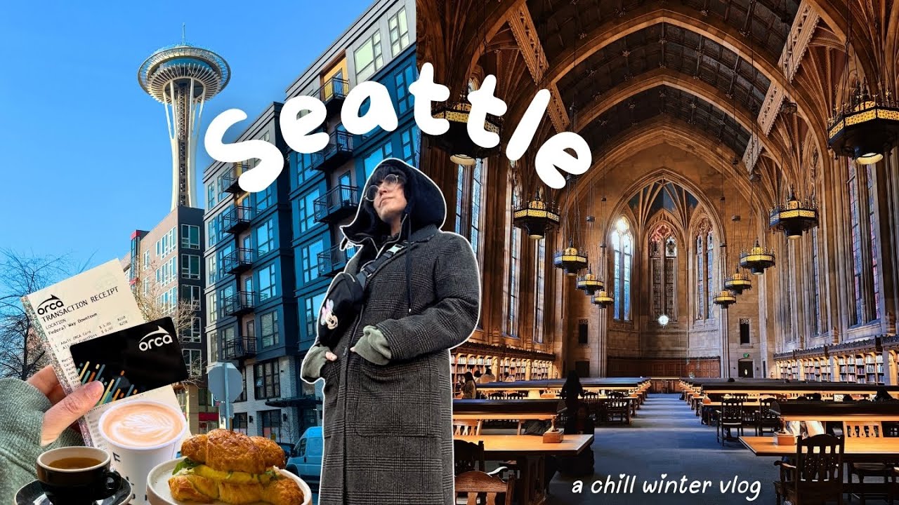 Seattle Vlog ☕️ exploring, coffee shops, public transportation & visiting the Suzzallo library 
