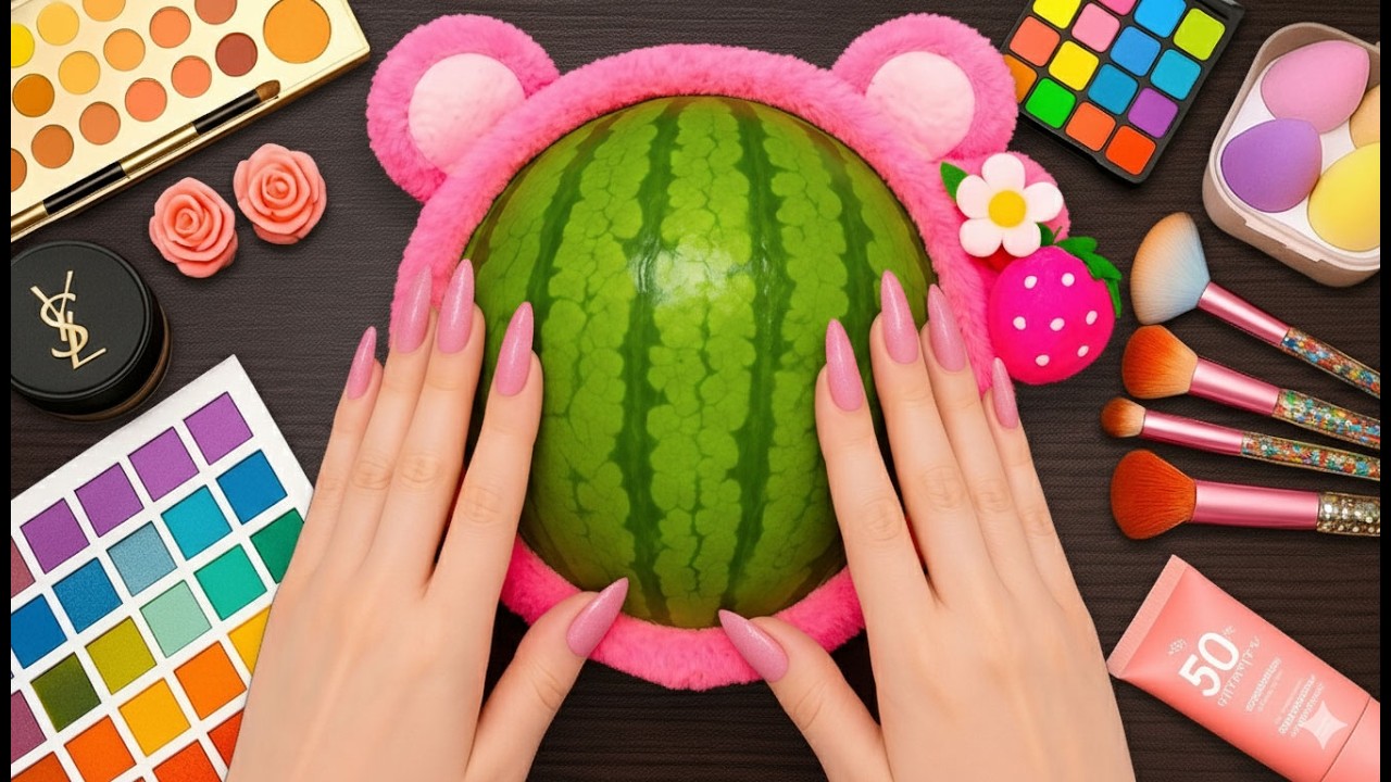 ASMR Makeup on Watermelon (No Talking)