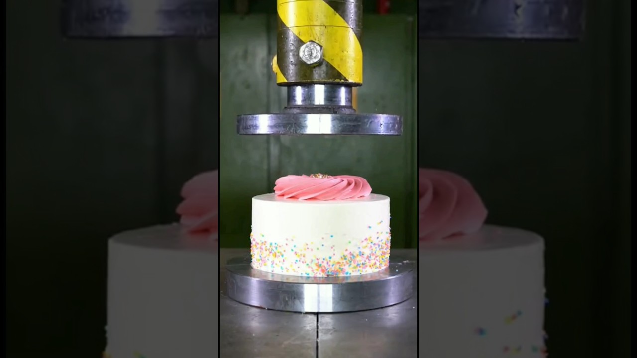 hydraulic press vs cake 😨 
