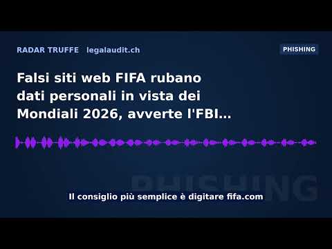 Falsi siti web FIFA rubano dati personali in vista dei Mondiali 2026, avverte l'FBI
