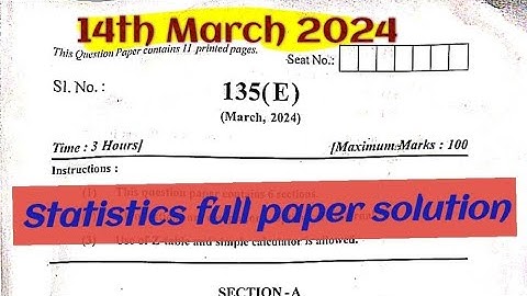 Std 12 Statistics Paper solution 2024 of Gseb English  Medium by Milan Dholariya